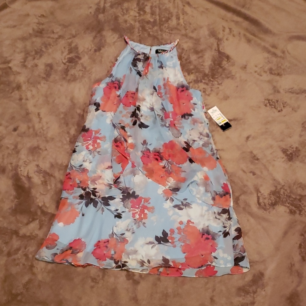 S.L. Fashions blue floral dress - 12 NWT